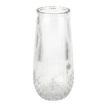 Large Glass Vase for Flower Thickened Clear Flower Vase Wide Opening Cylinder Vase 2.6"Lx2.6"Wx7.9"H