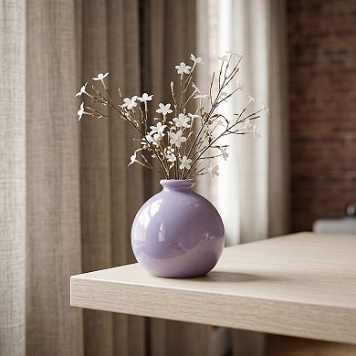 Small Ceramic Bud Vase Short Round Flower Vase for Single Stem Tiny Matte Vase 2.6"Lx2.6"Wx2.8"H