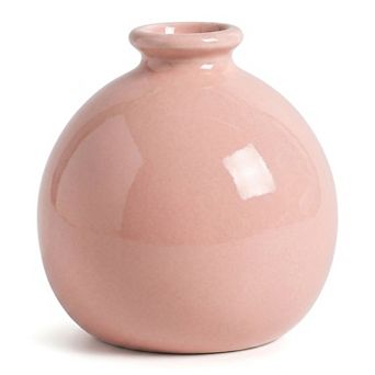 Small Ceramic Bud Vase Short Round Flower Vase for Single Stem Tiny Matte Vase 2.6"Lx2.6"Wx2.8"H