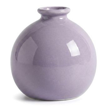 Small Ceramic Bud Vase Short Round Flower Vase for Single Stem Tiny Matte Vase 2.6"Lx2.6"Wx2.8"H