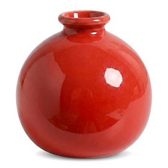 Small Ceramic Bud Vase Short Round Flower Vase for Single Stem Tiny Matte Vase 2.6"Lx2.6"Wx2.8"H