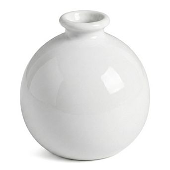 Small Ceramic Bud Vase Short Round Flower Vase for Single Stem Tiny Matte Vase 2.6"Lx2.6"Wx2.8"H