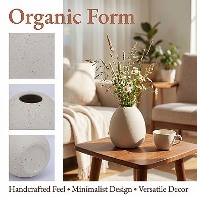 Tiny Ceramic Bud Vase Small Flower Vase with Narrow Opening Matte Mini Round Vase 2.8"Lx2.8"Wx3.5"H