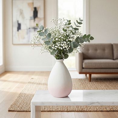 Mini White Ceramic Vase Small Ribbed Bud Vase for Single Stem Flower 2.8"Lx2.8"Wx4.3"H