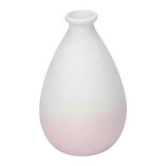 Mini White Ceramic Vase Small Ribbed Bud Vase for Single Stem Flower 2.8"Lx2.8"Wx4.3"H