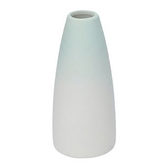 Modern White Ceramic Vase Slim Ribbed Bud Vase for Flowers Minimalist Vase for Shelf 2.4"Lx2.4"Wx5"H
