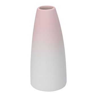Modern White Ceramic Vase Slim Ribbed Bud Vase for Flowers Minimalist Vase for Shelf 2.4"Lx2.4"Wx5"H