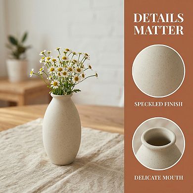 Small Ceramic Bud Vase Modern Matte Mini Flower Vase Minimalist Ribbed Vase 2.2"Lx2.2"Wx4.3"H