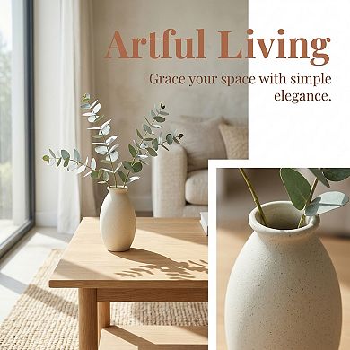 Small Ceramic Bud Vase Modern Matte Mini Flower Vase Minimalist Ribbed Vase 2.2"Lx2.2"Wx4.3"H