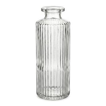 Glass Bud Vases Vintage Small Flower Vases in Bulk Thickened Embossed Glass Bottle 1.9"Lx1.9"Wx5.1"H