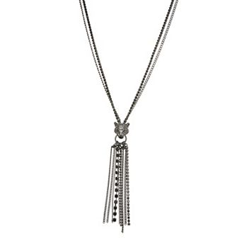 Simply Vera Vera Wang Polished Black Panther Fringe Pendant Necklace