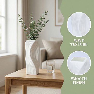 Clear Plastic Bud Vase Modern Flower Vase Unbreakable Small Vase for Office 3.1"Lx3.1"Wx6.3"H