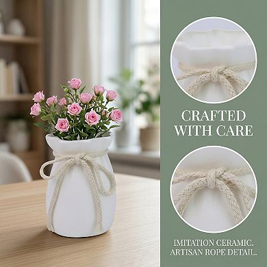 Modern Plastic Flower Vase Unbreakable Geometric Decorative Vase for Home Decor 3.7"Lx3.7"Wx5.3"H