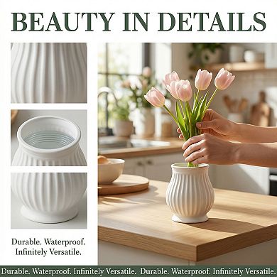 Geometric Plastic Flower Vase for Home Decor Unbreakable Vase for Centerpieces 3.1"Lx3.1"Wx3.5"H