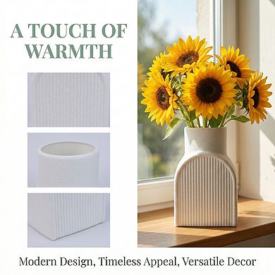 Geometric Plastic Flower Vase Unbreakable Modern Style Container for Home Decor 4.1"Lx3.3"Wx6.1"H