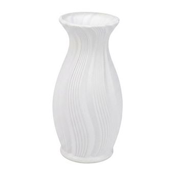Modern Plastic Flower Vase Unbreakable Geometric Vase with Ceramic Look 3.7"Lx3.7"Wx5"H