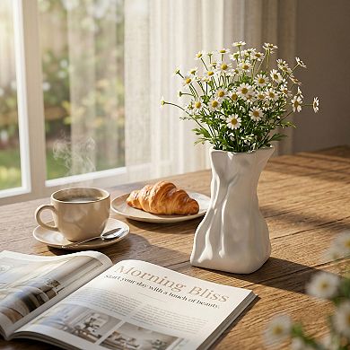 Geometric Flower Vase for Modern Home Decor Unbreakable Plastic Vase 3.4"Lx2.6"Wx6.5"H