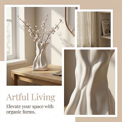 Geometric Flower Vase for Modern Home Decor Unbreakable Plastic Vase 3.4"Lx2.6"Wx6.5"H