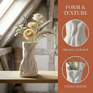 Geometric Flower Vase for Modern Home Decor Unbreakable Plastic Vase 3.4"Lx2.6"Wx6.5"H