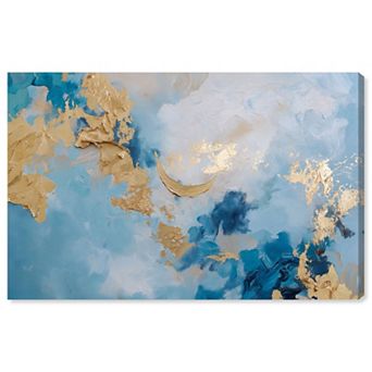 Art Remedy Deep Blue Gold Drift Abstract Canvas Wall Art