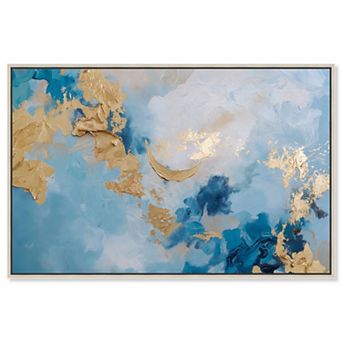 Art Remedy Deep Blue Gold Drift Abstract Canvas Wall Art