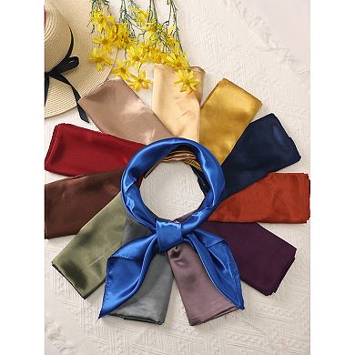 Women's Solid Satin Scarf Large Square Silky Neck Scarf Neckerchief Head Wrap Bandanas