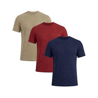 3 Packs Men's Textured T-Shirts Short Sleeve Crew Neck Soft Casual Summer Tee Shirt