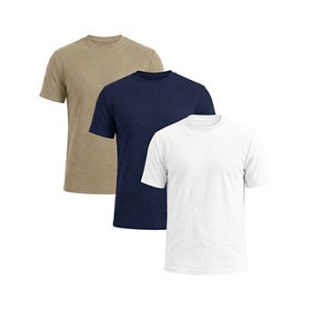 3 Packs Men's Textured T-Shirts Short Sleeve Crew Neck Soft Casual Summer Tee Shirt