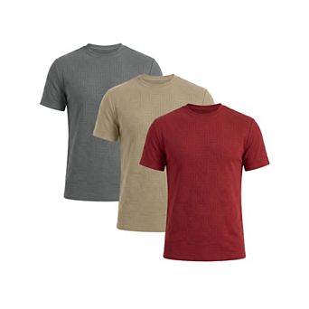 3 Packs Men's Textured T-Shirts Short Sleeve Crew Neck Soft Casual Summer Tee Shirt