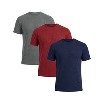3 Packs Men's Textured T-Shirts Short Sleeve Crew Neck Soft Casual Summer Tee Shirt