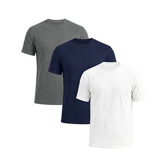 3 Packs Men's Textured T-Shirts Short Sleeve Crew Neck Soft Casual Summer Tee Shirt