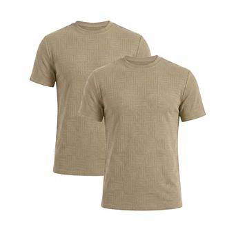 2 Packs Men's Textured T-Shirts Short Sleeve Crew Neck Soft Casual Summer Tee Shirt