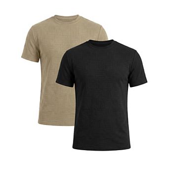 2 Packs Men's Textured T-Shirts Short Sleeve Crew Neck Soft Casual Summer Tee Shirt