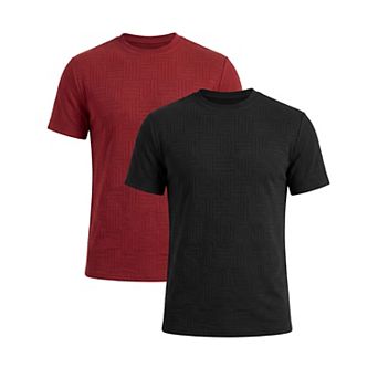 2 Packs Men's Textured T-Shirts Short Sleeve Crew Neck Soft Casual Summer Tee Shirt