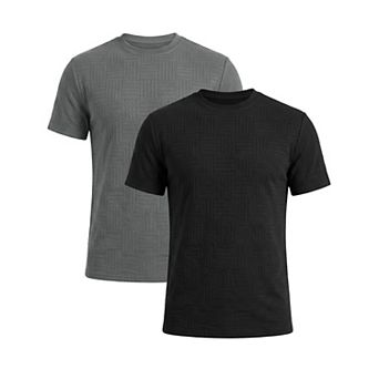 2 Packs Men's Textured T-Shirts Short Sleeve Crew Neck Soft Casual Summer Tee Shirt