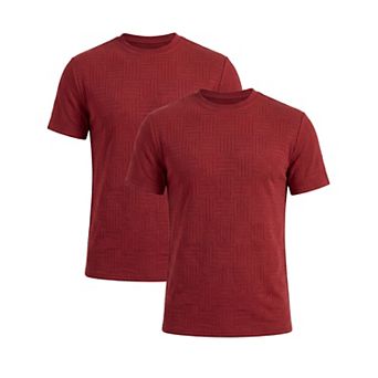 2 Packs Men's Textured T-Shirts Short Sleeve Crew Neck Soft Casual Summer Tee Shirt