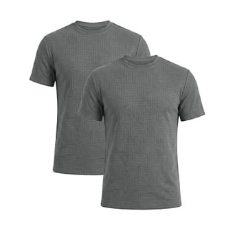 2 Packs Men's Textured T-Shirts Short Sleeve Crew Neck Soft Casual Summer Tee Shirt