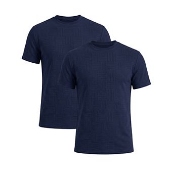 2 Packs Men's Textured T-Shirts Short Sleeve Crew Neck Soft Casual Summer Tee Shirt