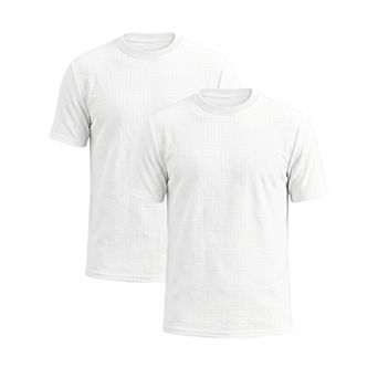 2 Packs Men's Textured T-Shirts Short Sleeve Crew Neck Soft Casual Summer Tee Shirt