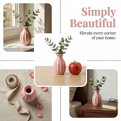 Mini Ceramic Bud Vase Small Decorative Flower Vase for Single Stem Tiny Matte Vase 1.8"Lx1.8"Wx3"H