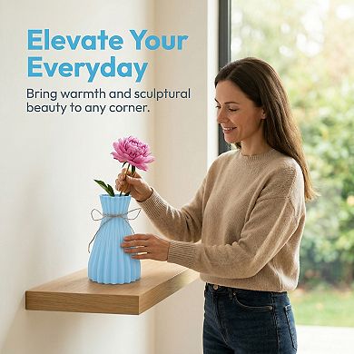 Modern Geometric Flower Vase Unbreakable Vase Floral Container for Home Decor 4.7"Lx4.7"Wx6.7"H