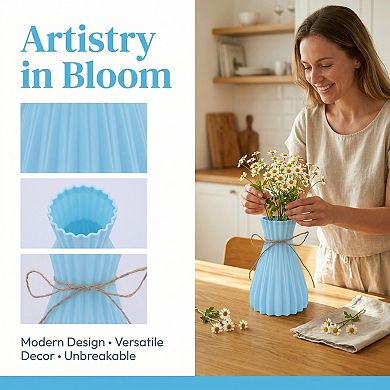 Modern Geometric Flower Vase Unbreakable Vase Floral Container for Home Decor 4.7"Lx4.7"Wx6.7"H