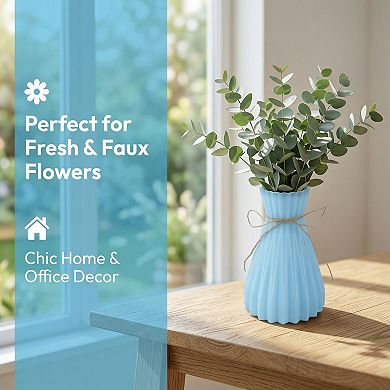 Modern Geometric Flower Vase Unbreakable Vase Floral Container for Home Decor 4.7"Lx4.7"Wx6.7"H