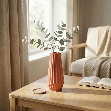 Clear Plastic Bud Vase Tall Slim Plastic Flower Vase for Decor Unbreakable Vase 2.4"Lx2.4"Wx8.3"H