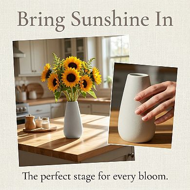 Ceramic Bud Vase Set, Small Decorative Flower Vases for Home Decor 2.6"Lx2.6"Wx4.9"H