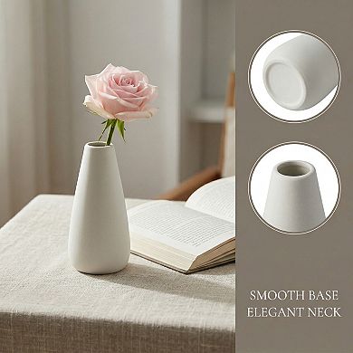 Ceramic Bud Vase Set, Small Decorative Flower Vases for Home Decor 2.6"Lx2.6"Wx4.9"H