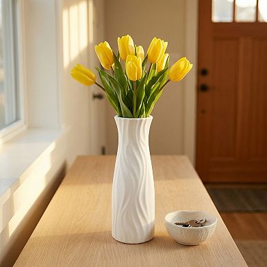 Crystal Floral Container, Shatterproof Slim Bloom Vase for Single Stem Blossoms 2.8"Lx2.8"Wx7.9"H