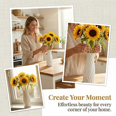 Crystal Floral Container, Shatterproof Slim Bloom Vase for Single Stem Blossoms 2.8"Lx2.8"Wx7.9"H