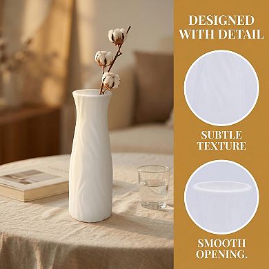 Crystal Floral Container, Shatterproof Slim Bloom Vase for Single Stem Blossoms 2.8"Lx2.8"Wx7.9"H