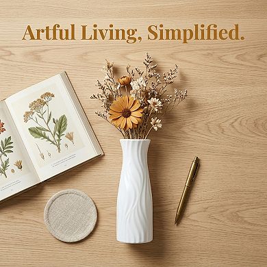 Crystal Floral Container, Shatterproof Slim Bloom Vase for Single Stem Blossoms 2.8"Lx2.8"Wx7.9"H